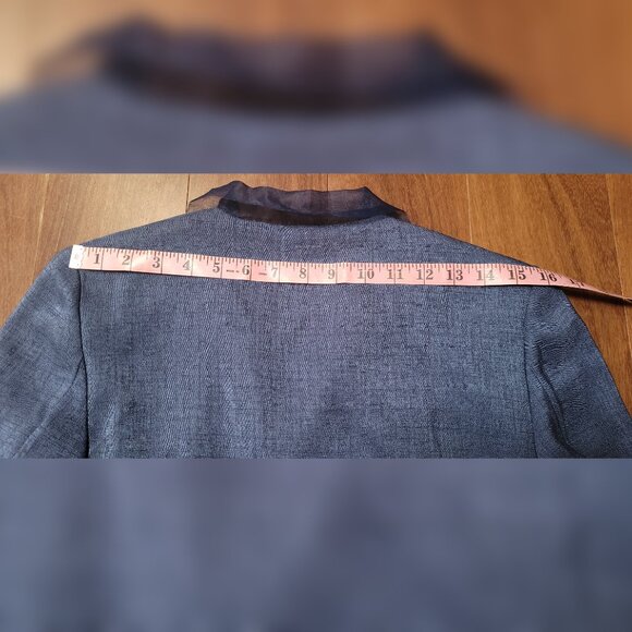 Vintage Blazer Blue Cropped Lightweight Embellished Collar Lined One Button - Picture 10 of 11